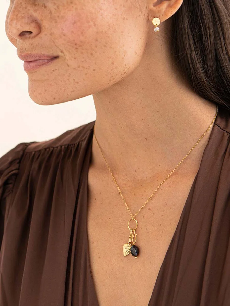 Faceted gemstone gold pendant - Image 3